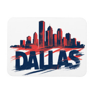 Dallas Skyline Watercolor Art Print – Texas City Magnet