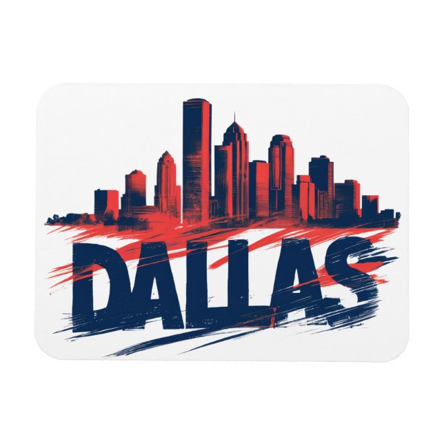 Dallas Skyline Watercolor Art Print – Texas City Magnet (Horizontal)