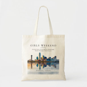 Dallas Skyline Watercolor Girls Weekend Tote Bag