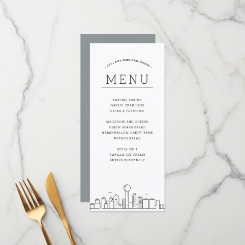 Dallas Skyline  Wedding Event Dinner Menu