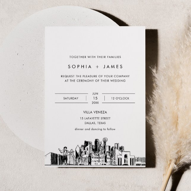 Dallas Skyline Wedding Invitation with Photo (Creator Uploaded)