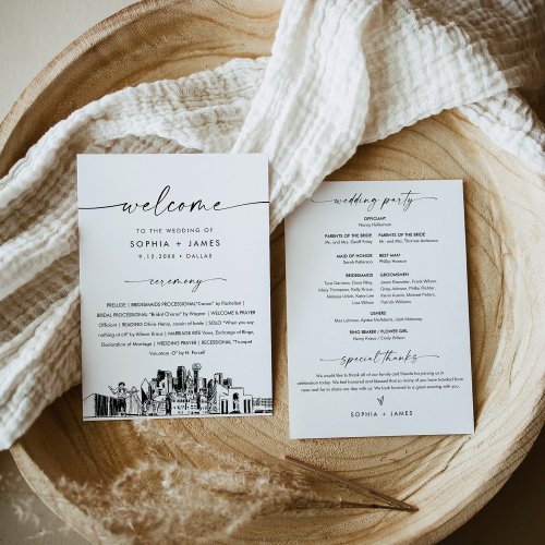 Dallas Skyline Wedding Program 5x7 Flat Card