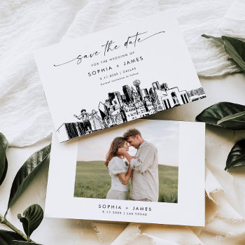 Dallas Skyline Wedding Save The Date Card by MintyPaperie at Zazzle