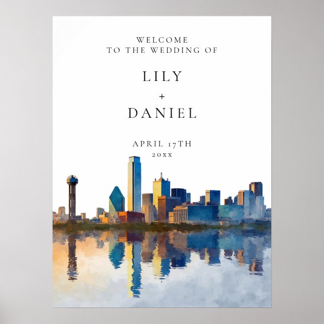 Dallas Skyline Wedding Welcome Sign (Front)