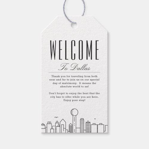 Dallas Skyline  Welcome Message Gift Tags