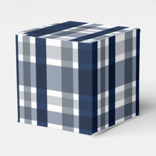 Dallas Sports Fan Navy Blue Silver Plaid Striped Favor Boxes