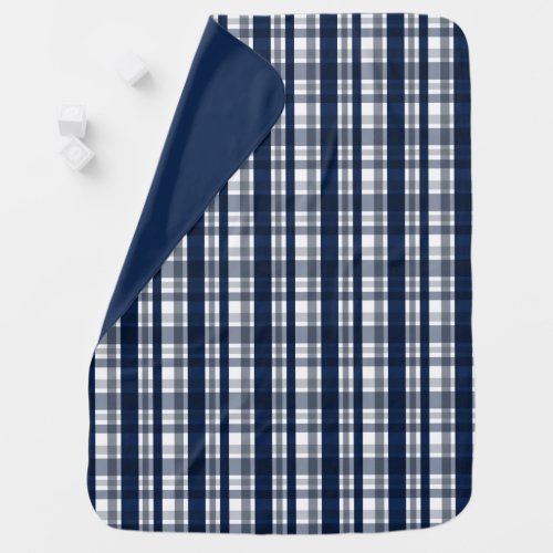 Dallas Sports Fan Navy Blue Silver Plaid Striped Receiving Blanket