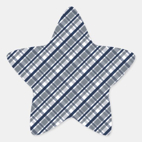 Dallas Sports Fan Silver Navy Blue Plaid Striped Star Sticker