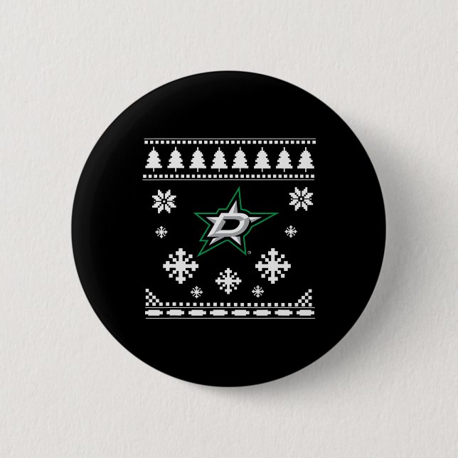 Dallas Stars Ugly Christmas Sweater Holidaze  Button (Front)