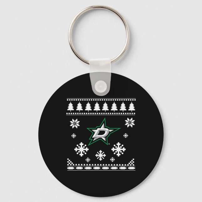 Dallas Stars Ugly Christmas Sweater Holidaze  Keychain (Front)