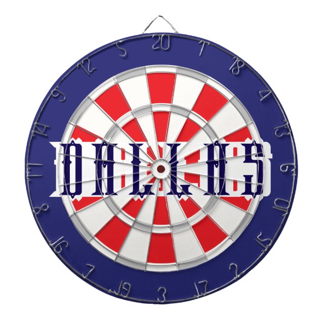 DALLAS Texan White, Silver, Red, And Navy Blue Dart Board (Front)