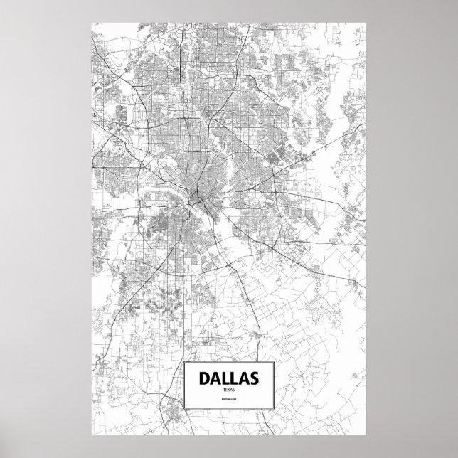 Dallas, Texas (black on white) Poster (Front)