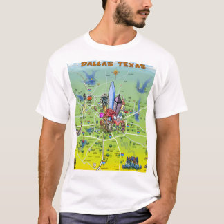 Dallas Texas Cartoon Map T-Shirt