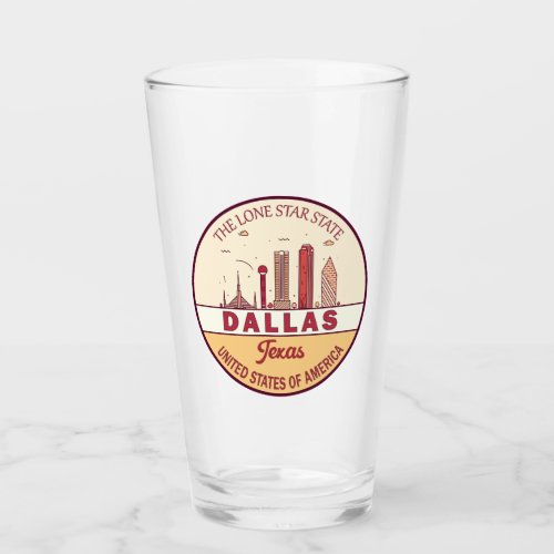 Dallas Texas City Skyline Emblem Glass