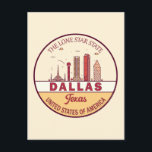 Dallas Texas City Skyline Emblem Postcard<br><div class="desc">Dallas minimalist,  colorful art design featuring monuments and landmarks of the city in Texas.</div>