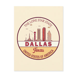 Dallas Texas City Skyline Emblem Postcard