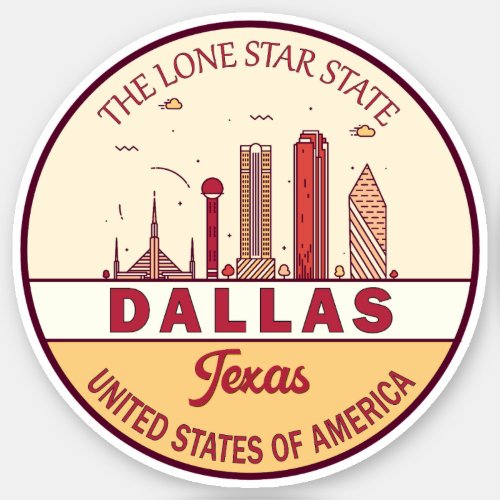 Dallas Texas City Skyline Emblem Sticker