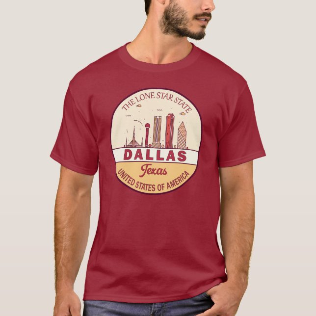 Dallas Texas City Skyline Emblem T-Shirt (Front)