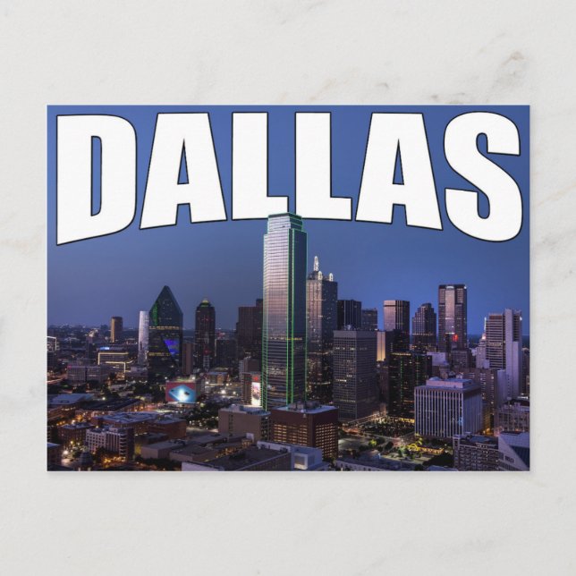 Dallas Texas City Skyline in the Evening Postcard (Front)