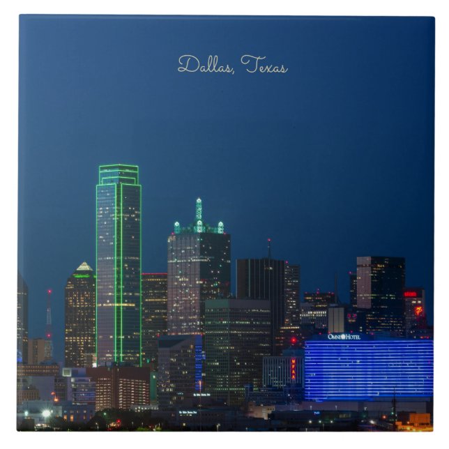 Dallas, Texas cityscape photograph, Ceramic Tile (Front)