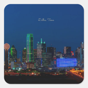Dallas, Texas cityscape photograph, Square Sticker