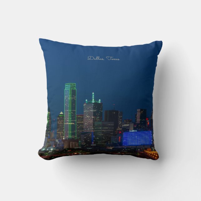 Dallas, Texas cityscape photograph, Throw Pillow (Front)