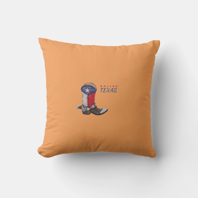 Dallas Texas Cowboy Boot Throw Pillow (Front)