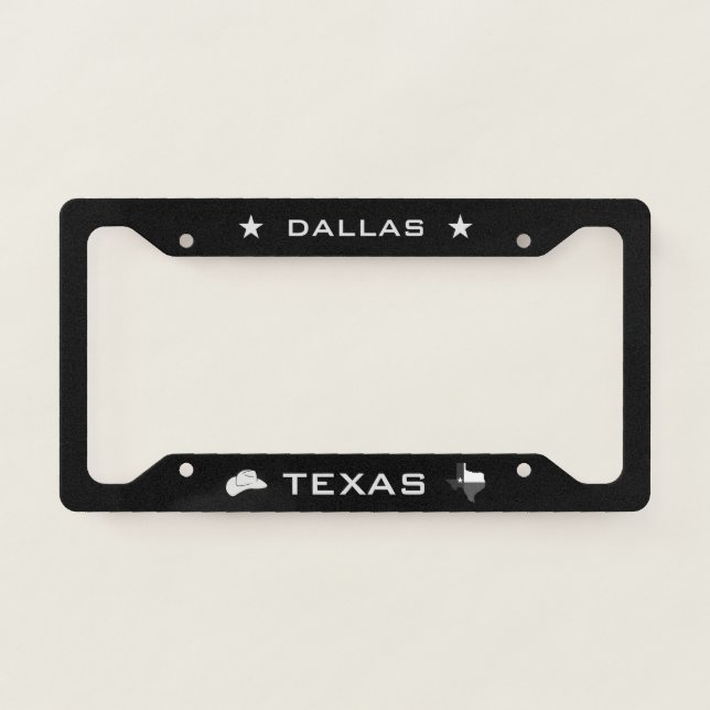 Dallas Texas Cowboy Hat  License Plate Frame (Front)
