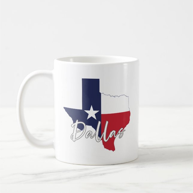 Dallas, Texas Flag Map Coffee Mug (Left)