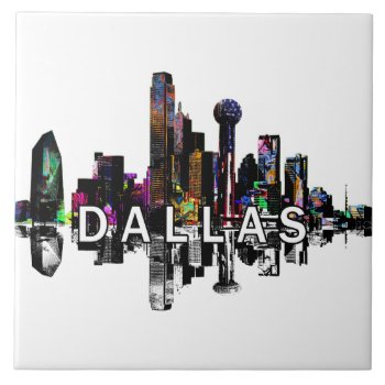 Dallas  Texas In Graffiti Ceramic Tile by stickywicket at Zazzle