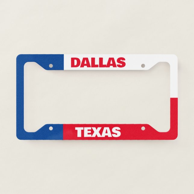 Dallas Texas License Flag Custom Plate Frame (Front)