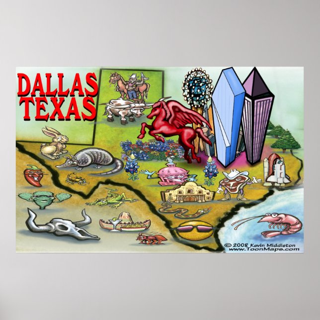 Dallas TEXAS Map Poster (Front)