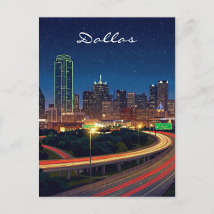 Dallas Texas Night Postcard
