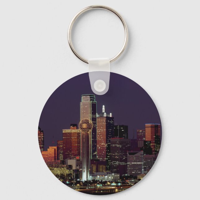 Dallas, Texas night skyline Keychain (Front)