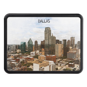 Dallas Texas Panorama VIew City Silhouette Hitch Cover