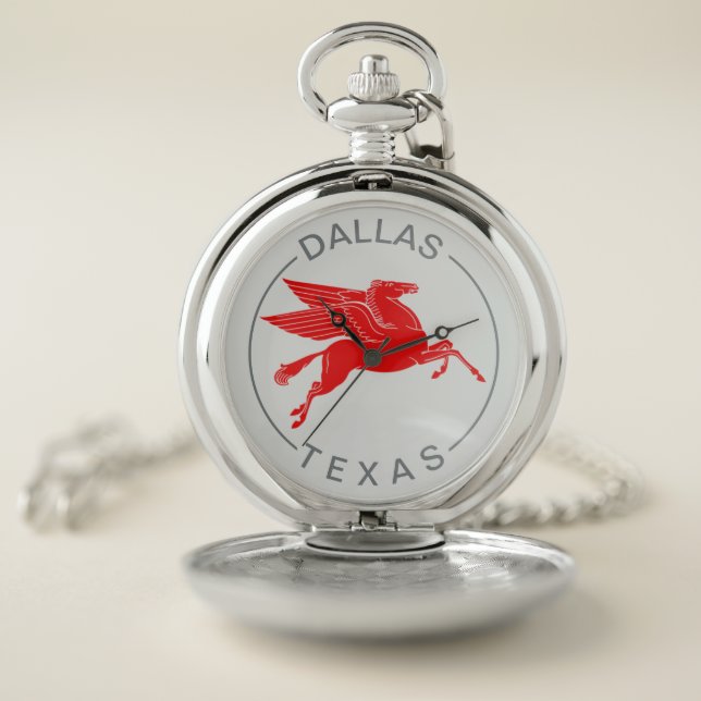 Dallas Texas Pocket Watch w/city mascot - Pegasus (Inside)