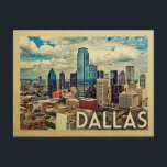 Dallas Texas Postcard Vintage Travel<br><div class="desc">Dallas Texas design in Vintage Travel style featuring an expansive city skyline view.</div>