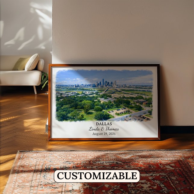 Dallas Texas Poster, Watercolor, Custom Poster (Creator Uploaded)