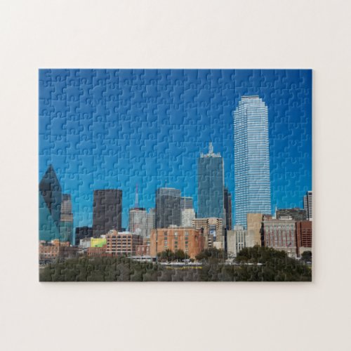 Dallas Texas skyline at sunset Jigsaw Puzzle