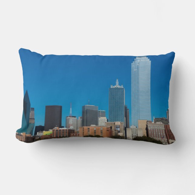 Dallas Texas skyline at sunset Lumbar Pillow (Front)