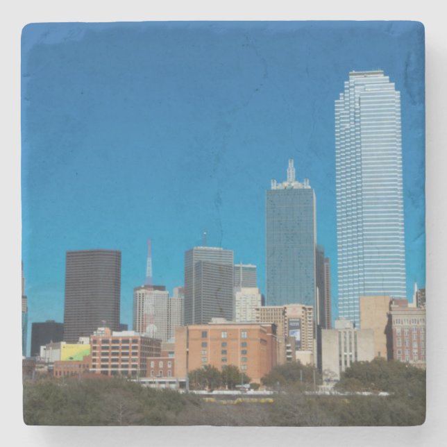 Dallas Texas skyline at sunset Stone Coaster (Front)