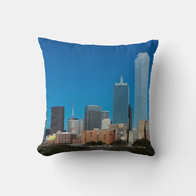 Dallas Texas skyline at sunset Throw Pillow (Front)