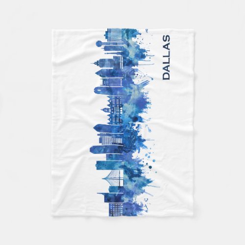 Dallas Texas Skyline Blue Fleece Blanket