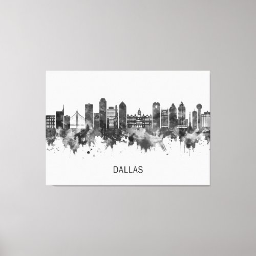 Dallas Texas Skyline BW Canvas Print