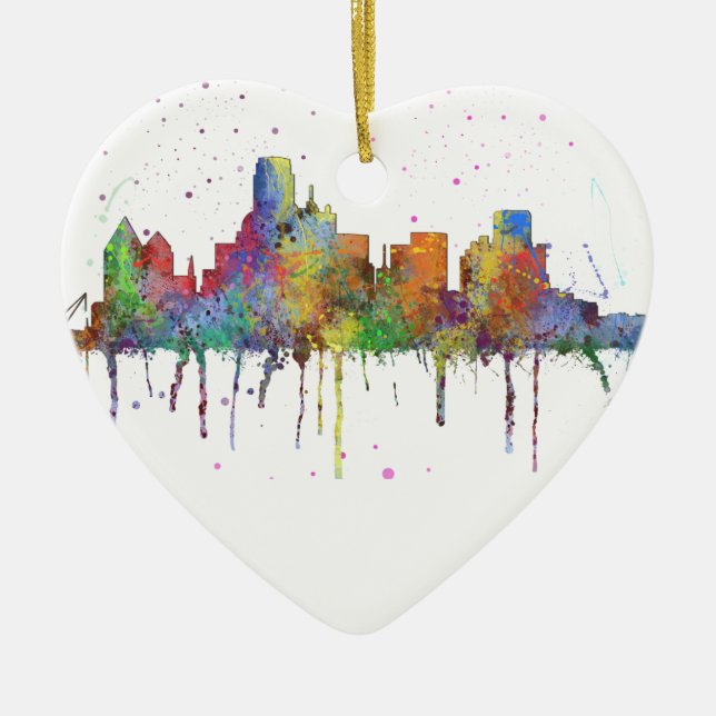 DALLAS, TEXAS SKYLINE CERAMIC ORNAMENT (Front)