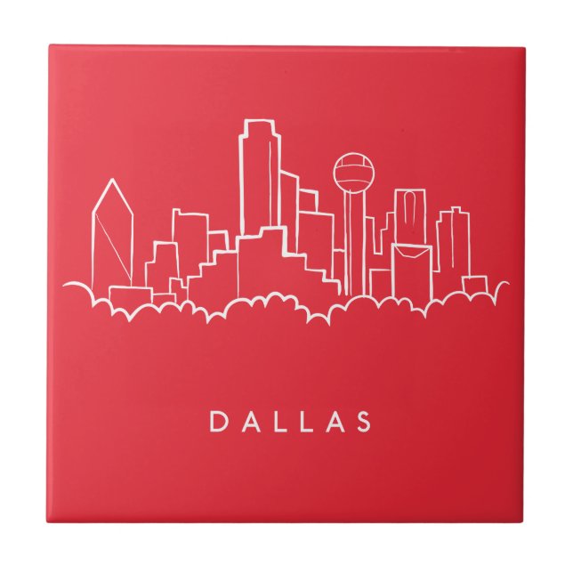 Dallas Texas Skyline Ceramic Tile (Front)