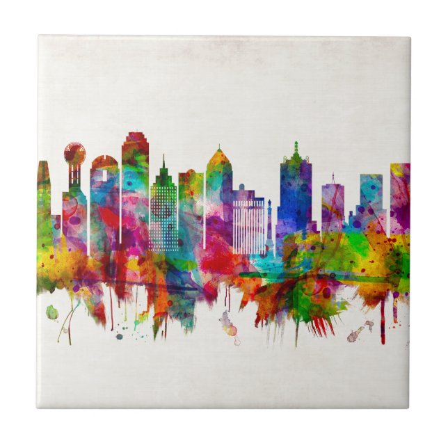 Dallas Texas Skyline Ceramic Tile (Front)