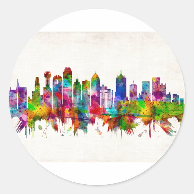 Dallas Texas Skyline Classic Round Sticker (Front)