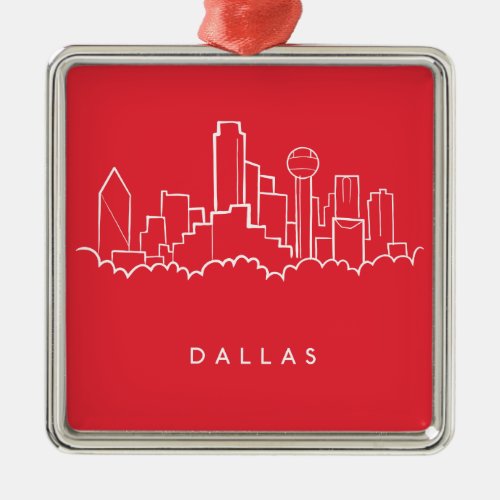 Dallas Texas Skyline Metal Ornament