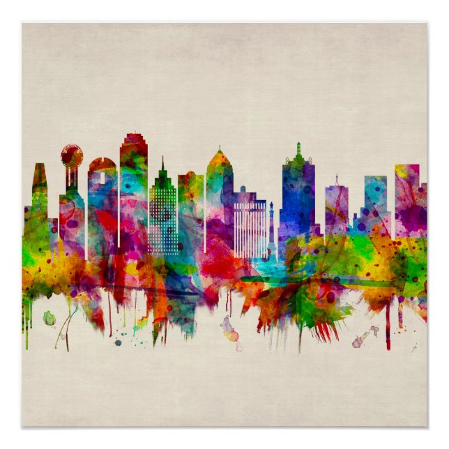 Dallas Texas Skyline Poster (Front)